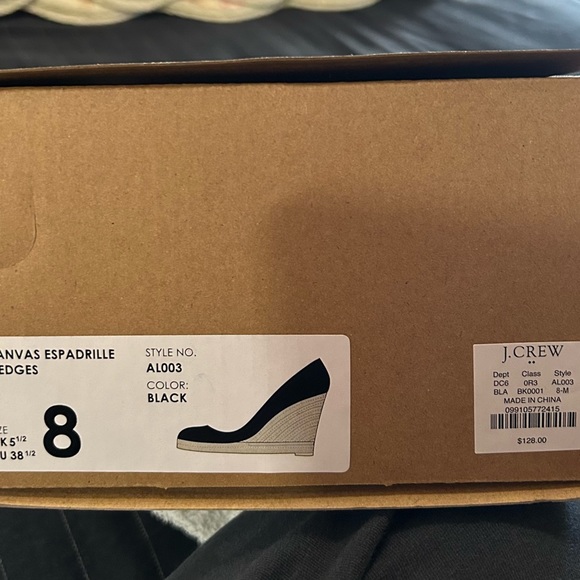 J Crew Espadrille Wedge, Black, Size 8 - Picture 10 of 10